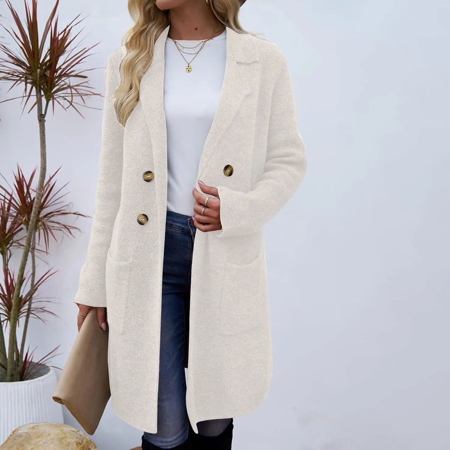 Trench Coat for Women 2024 Fall Winter Wool Coats Double Breasted Midi Peacoat Trench Coats Casual Coats for Trendy
