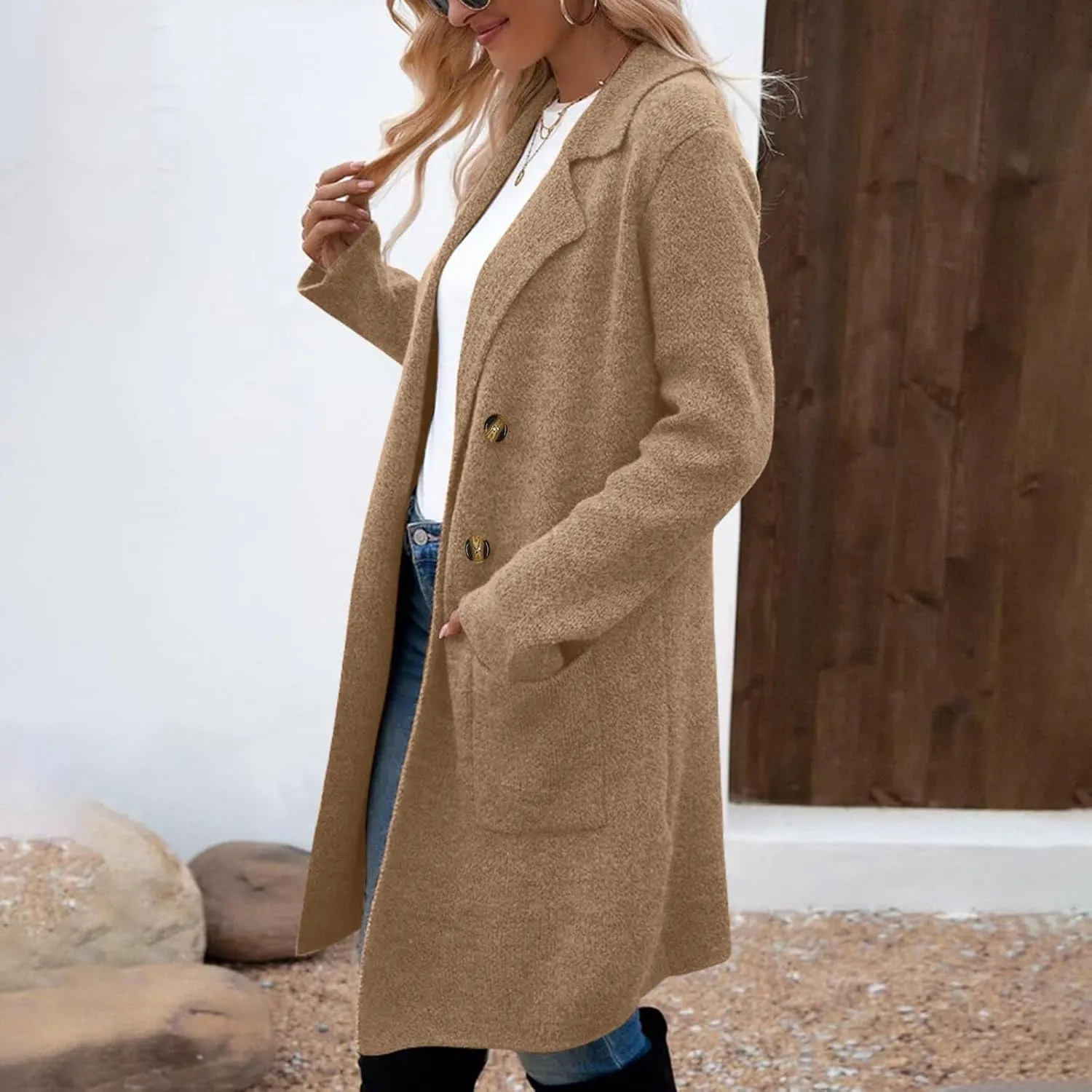 Trench Coat for Women 2024 Fall Winter Wool Coats Double Breasted Midi Peacoat Trench Coats Casual Coats for Trendy