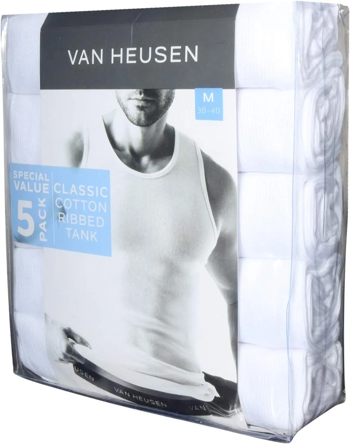 Van Heusen Mens Tank Top Undershirt - 5 Pack Soft Cotton A-Shirt Tank Tops - Breathable Sleeveless Shirts for Men (S-XL)