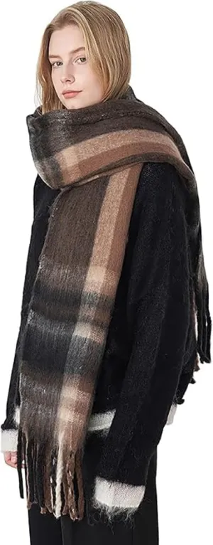 Vintage Scarfs for Women Winter Warm Scarf Long Shawls Wraps for Evening Dresses Thick Cashmere Blanket Plaid Wraps