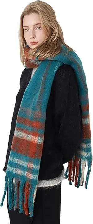 Vintage Scarfs for Women Winter Warm Scarf Long Shawls Wraps for Evening Dresses Thick Cashmere Blanket Plaid Wraps