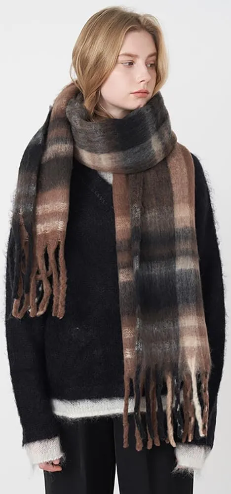 Vintage Scarfs for Women Winter Warm Scarf Long Shawls Wraps for Evening Dresses Thick Cashmere Blanket Plaid Wraps
