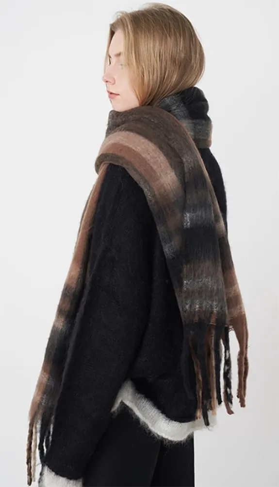 Vintage Scarfs for Women Winter Warm Scarf Long Shawls Wraps for Evening Dresses Thick Cashmere Blanket Plaid Wraps