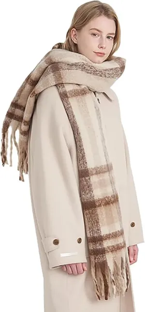 Vintage Scarfs for Women Winter Warm Scarf Long Shawls Wraps for Evening Dresses Thick Cashmere Blanket Plaid Wraps