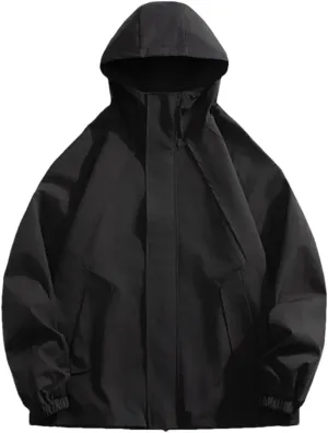 Vsadsau Hooded Jackets Men Spring Autumn Hip Hop Simple Outerwear Streetwear Loose Solid Jackets