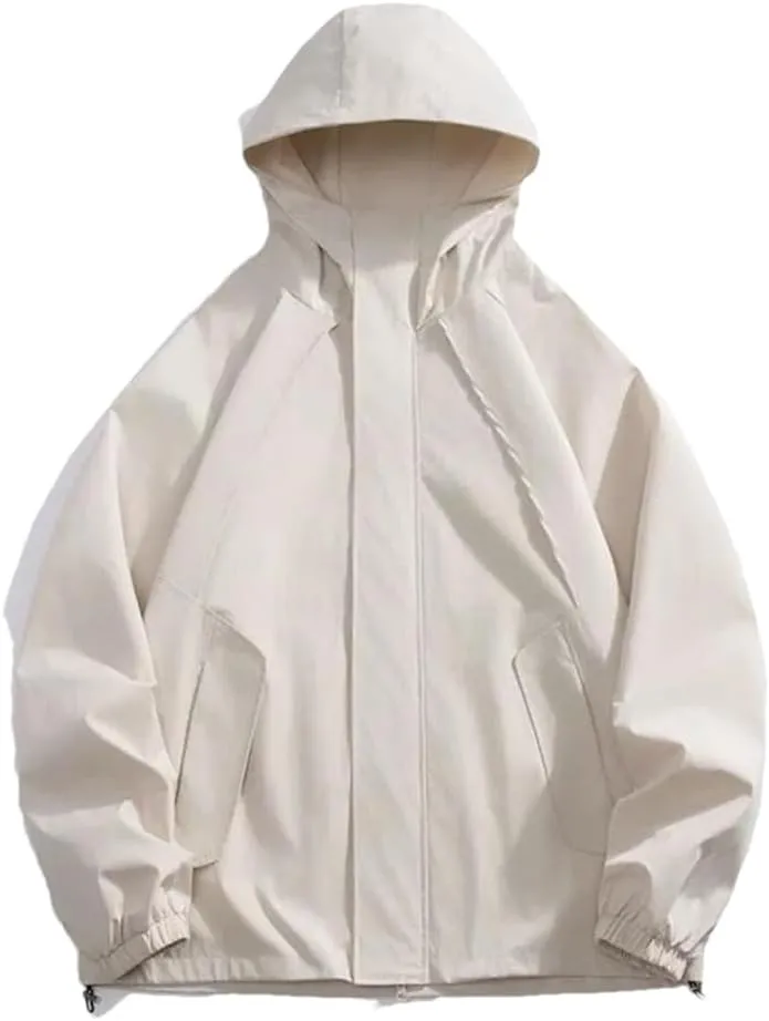 Vsadsau Hooded Jackets Men Spring Autumn Hip Hop Simple Outerwear Streetwear Loose Solid Jackets