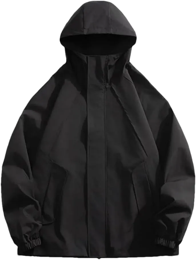 Vsadsau Hooded Jackets Men Spring Autumn Hip Hop Simple Outerwear Streetwear Loose Solid Jackets