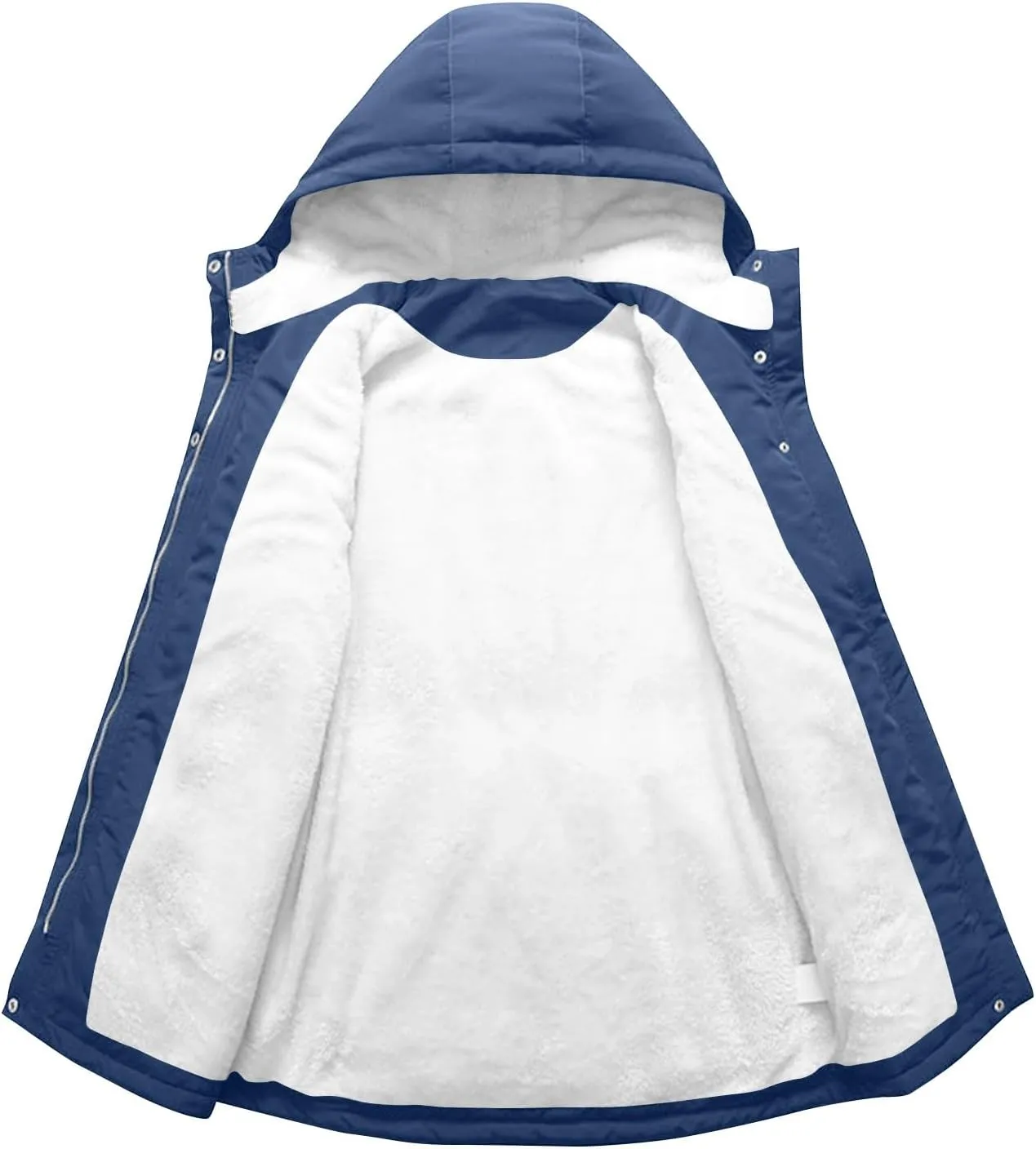 WANZZXCSL Jacket for Women 2024 Winter Casual Fashion Loose Solid Color Hat Plus Size Zipper Fleece Collar Pocket Jacket