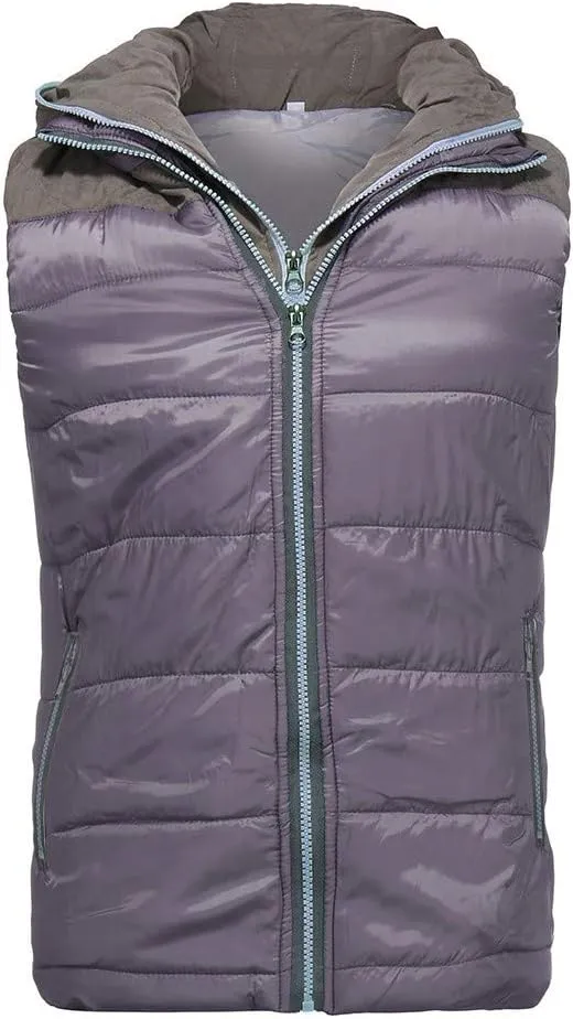 WENKOMG1 Mens Quilted Vest,Zip Up Hooded Waistcoat Warm Cozy Puffer Vest Solid Comfy Sleeveless Outerwear