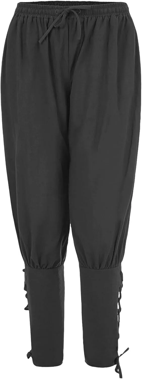 White Linen Pants Men Drawstring Elastic Waist Holiday Yoga Pants Casual Baggy Comfort Capri Trousers with Pockets