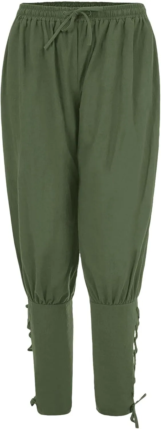White Linen Pants Men Drawstring Elastic Waist Holiday Yoga Pants Casual Baggy Comfort Capri Trousers with Pockets