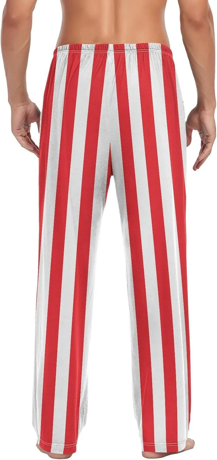 WIHVE Mens Pajama Pants Christmas Stripe Pjs Bottom with Pockets