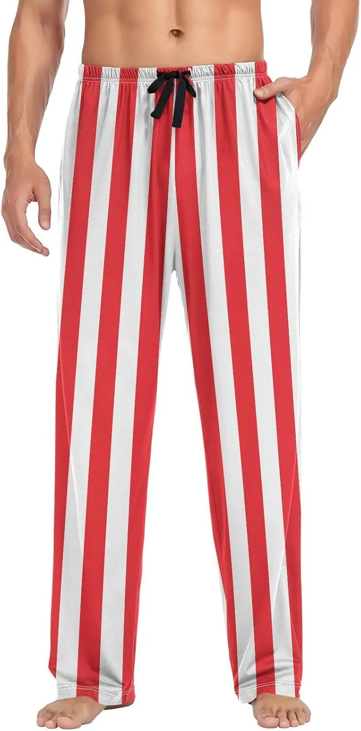 WIHVE Mens Pajama Pants Christmas Stripe Pjs Bottom with Pockets