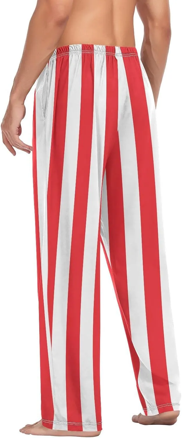 WIHVE Mens Pajama Pants Christmas Stripe Pjs Bottom with Pockets