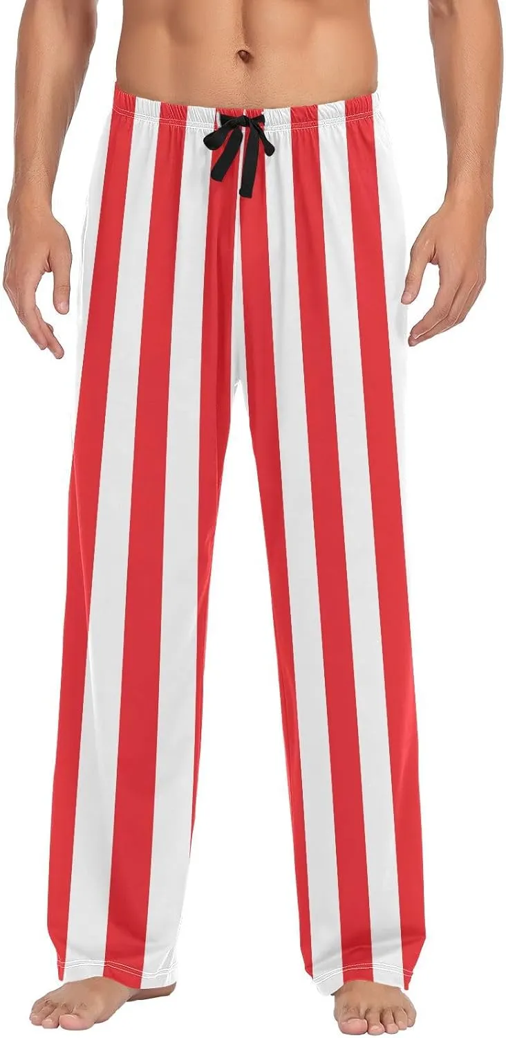 WIHVE Mens Pajama Pants Christmas Stripe Pjs Bottom with Pockets
