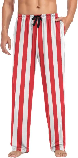 WIHVE Mens Pajama Pants Christmas Stripe Pjs Bottom with Pockets