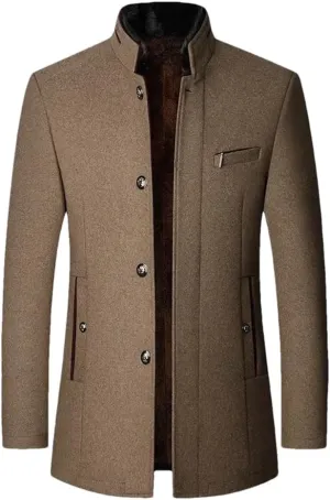 Winter Coats Jackets Mens Woolen Trench Coats Cashmere Blazers Jackets Stand-Up Collar Business Casual Suits Coats
