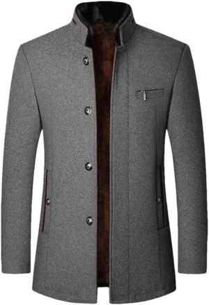Winter Coats Jackets Mens Woolen Trench Coats Cashmere Blazers Jackets Stand-Up Collar Business Casual Suits Coats