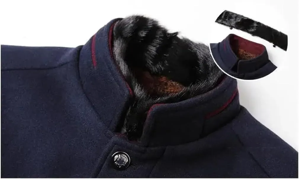Winter Coats Jackets Mens Woolen Trench Coats Cashmere Blazers Jackets Stand-Up Collar Business Casual Suits Coats