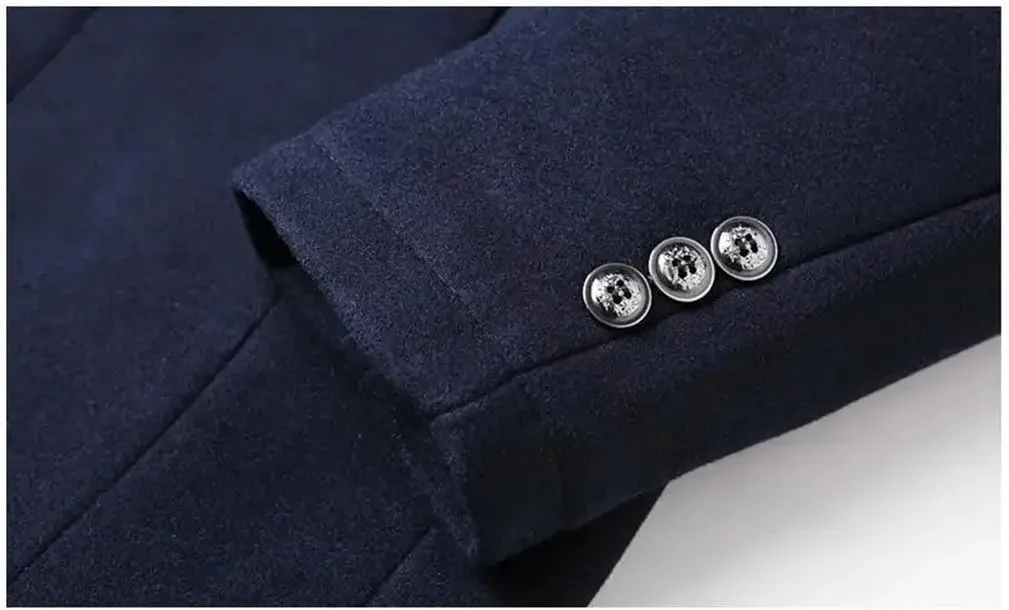 Winter Coats Jackets Mens Woolen Trench Coats Cashmere Blazers Jackets Stand-Up Collar Business Casual Suits Coats