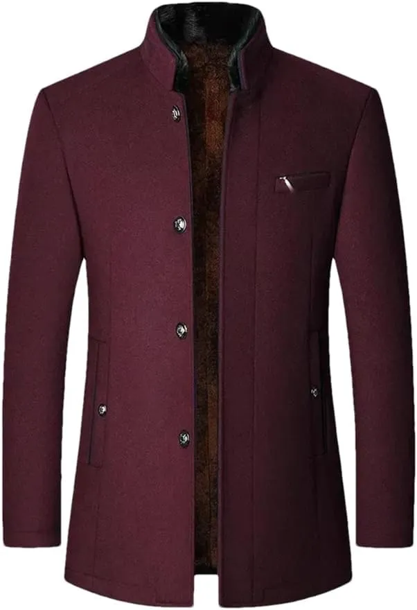Winter Coats Jackets Mens Woolen Trench Coats Cashmere Blazers Jackets Stand-Up Collar Business Casual Suits Coats