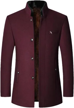 Winter Coats Jackets Mens Woolen Trench Coats Cashmere Blazers Jackets Stand-Up Collar Business Casual Suits Coats
