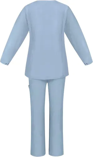 Women Scrubs Set Nursing Uniforms Set V-Neck Scrub Tops with Pockets Cargo Pant Stretch Top Pants with Multi Pocket