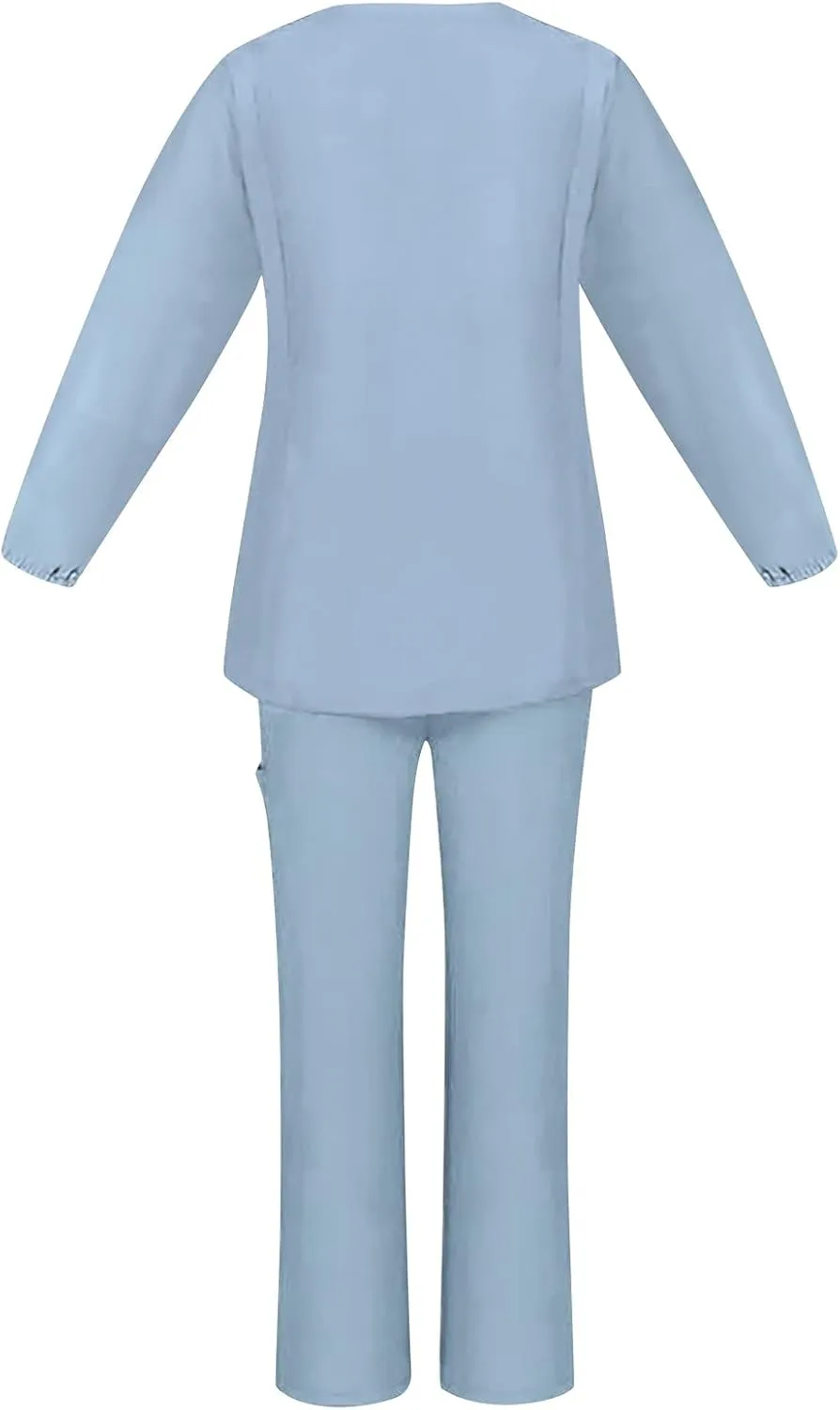 Women Scrubs Set Nursing Uniforms Set V-Neck Scrub Tops with Pockets Cargo Pant Stretch Top Pants with Multi Pocket