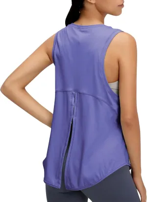 Women Sleevless Yoga Tops Solid Color Quick Dry Workout Tanks Ladies Crew Neck Loose Sport Fitness T-Shirts 2024