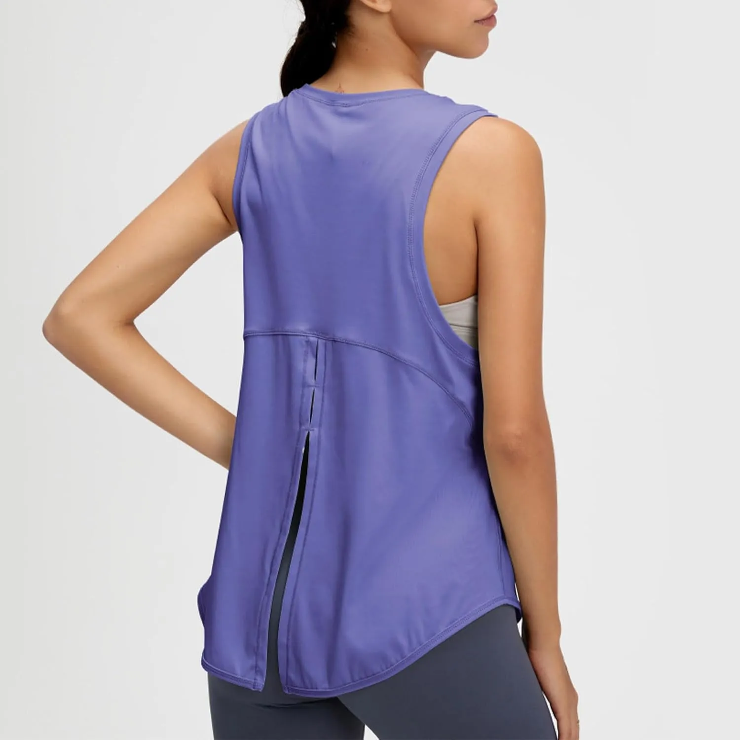 Women Sleevless Yoga Tops Solid Color Quick Dry Workout Tanks Ladies Crew Neck Loose Sport Fitness T-Shirts 2024