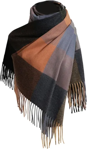 Women Soft Cashmere Blanket Scarf Chunky Oversized Winter Fall Warm Scarf Big Tartan Scarves Wrap Shawl Ladies Gifts