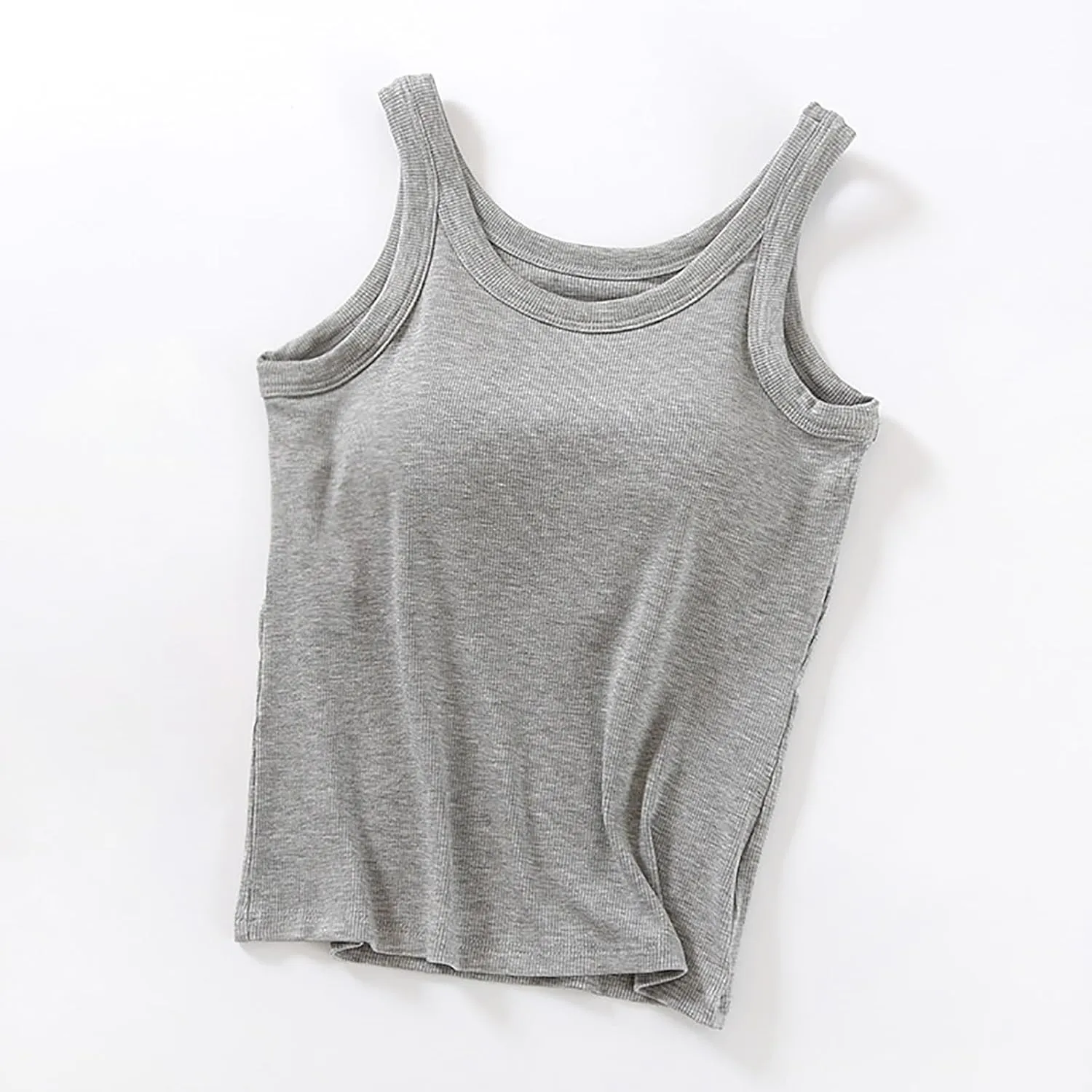 Women V-Neck Camisole with Shelf Bra Slim Fit Cotton Undershirts Cami Shirts for Layering Summer Tank Tops for Women