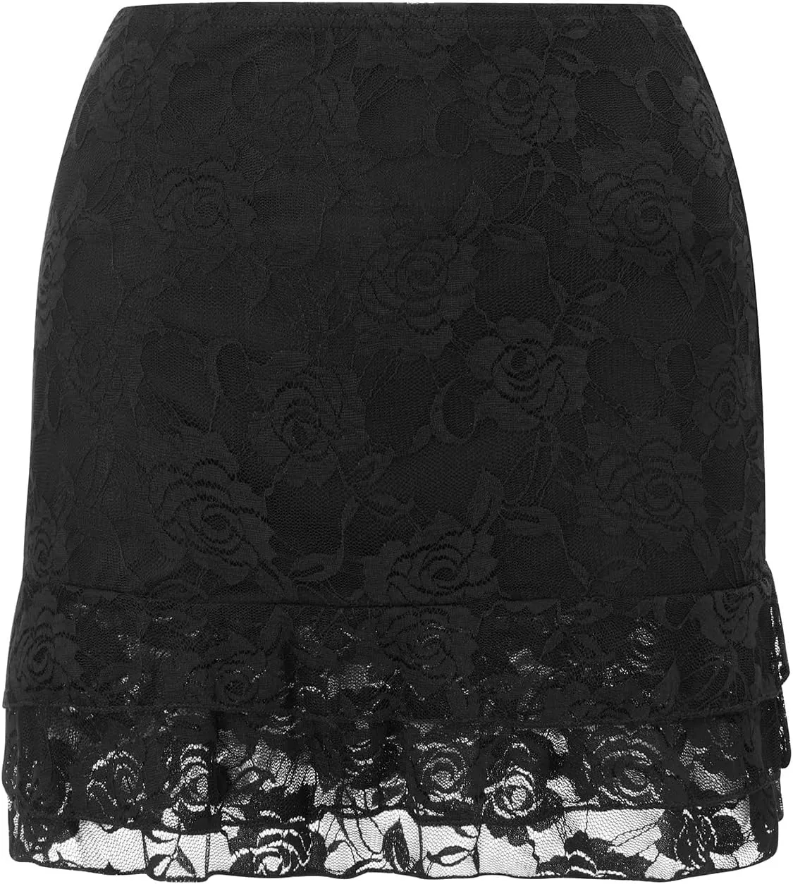 Women Y2k Lace Slip Skirt Low Rise Pleated Mini Skirt A-line Tiered Flowy Ruffle Half Slip Short Skirt Streetwear