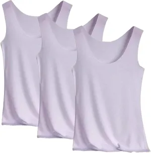Women's 3pc Summer Seamless Ice Silk Vest Inner Wear Bottoming Shirt Sleeveless Camisole Blouses 2025 Summer Basic Tank Shirt