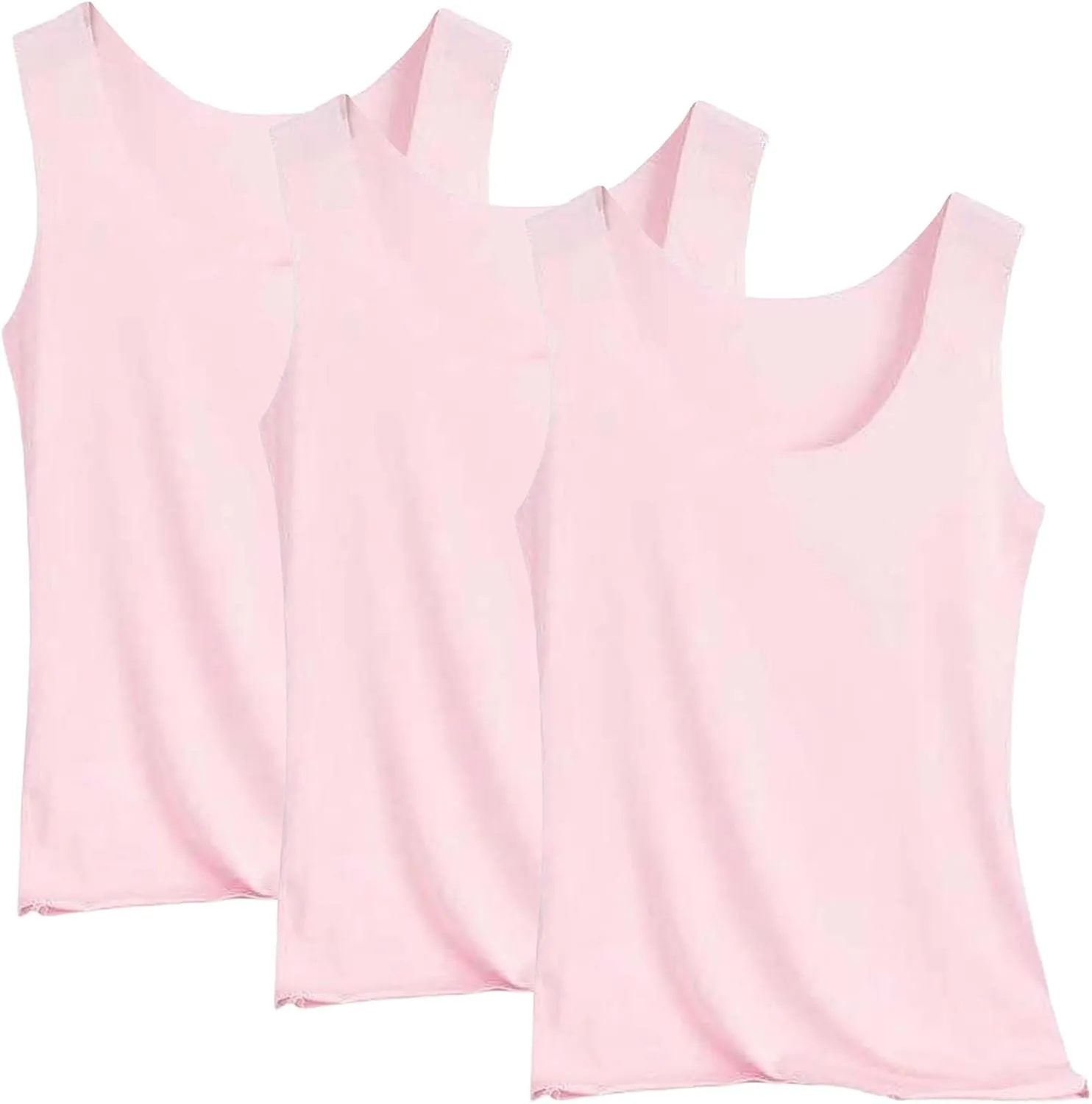 Women's 3pc Summer Seamless Ice Silk Vest Inner Wear Bottoming Shirt Sleeveless Camisole Blouses 2025 Summer Basic Tank Shirt