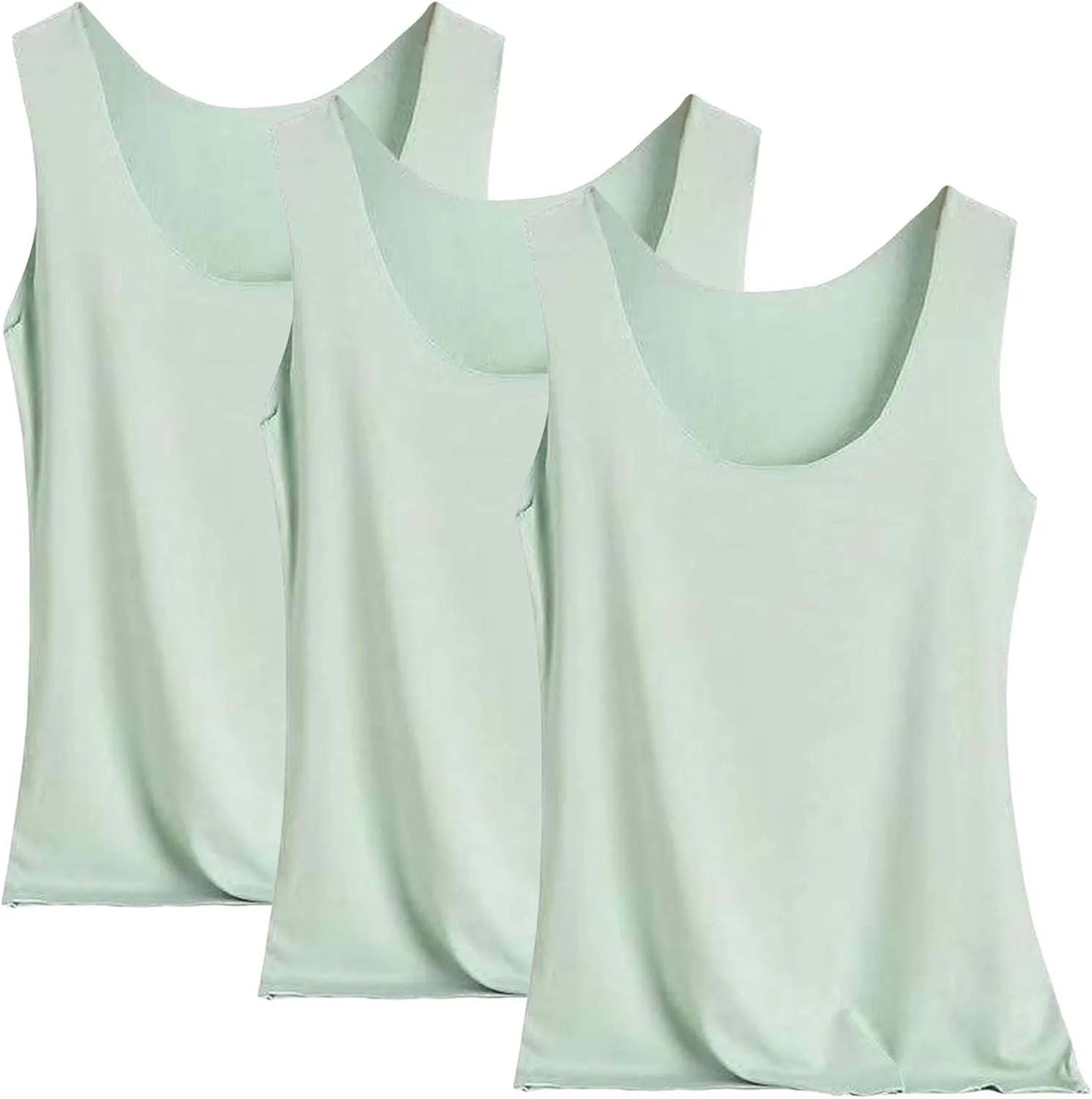Women's 3pc Summer Seamless Ice Silk Vest Inner Wear Bottoming Shirt Sleeveless Camisole Blouses 2025 Summer Basic Tank Shirt