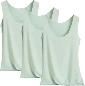 Women's 3pc Summer Seamless Ice Silk Vest Inner Wear Bottoming Shirt Sleeveless Camisole Blouses 2025 Summer Basic Tank Shirt