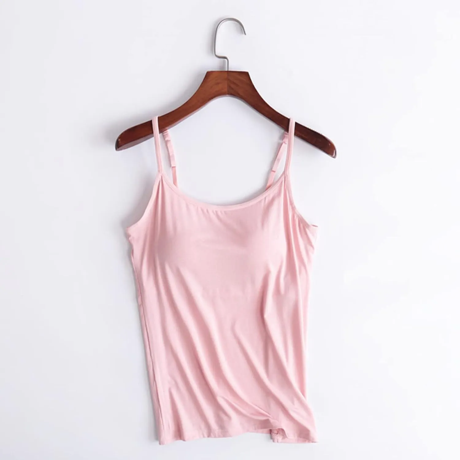 Womens Camisole with Shelf Bra Cotton Tank Top Adjustable Spaghetti Straps Cami Tops Yoga Shirt Cotton Undershirt