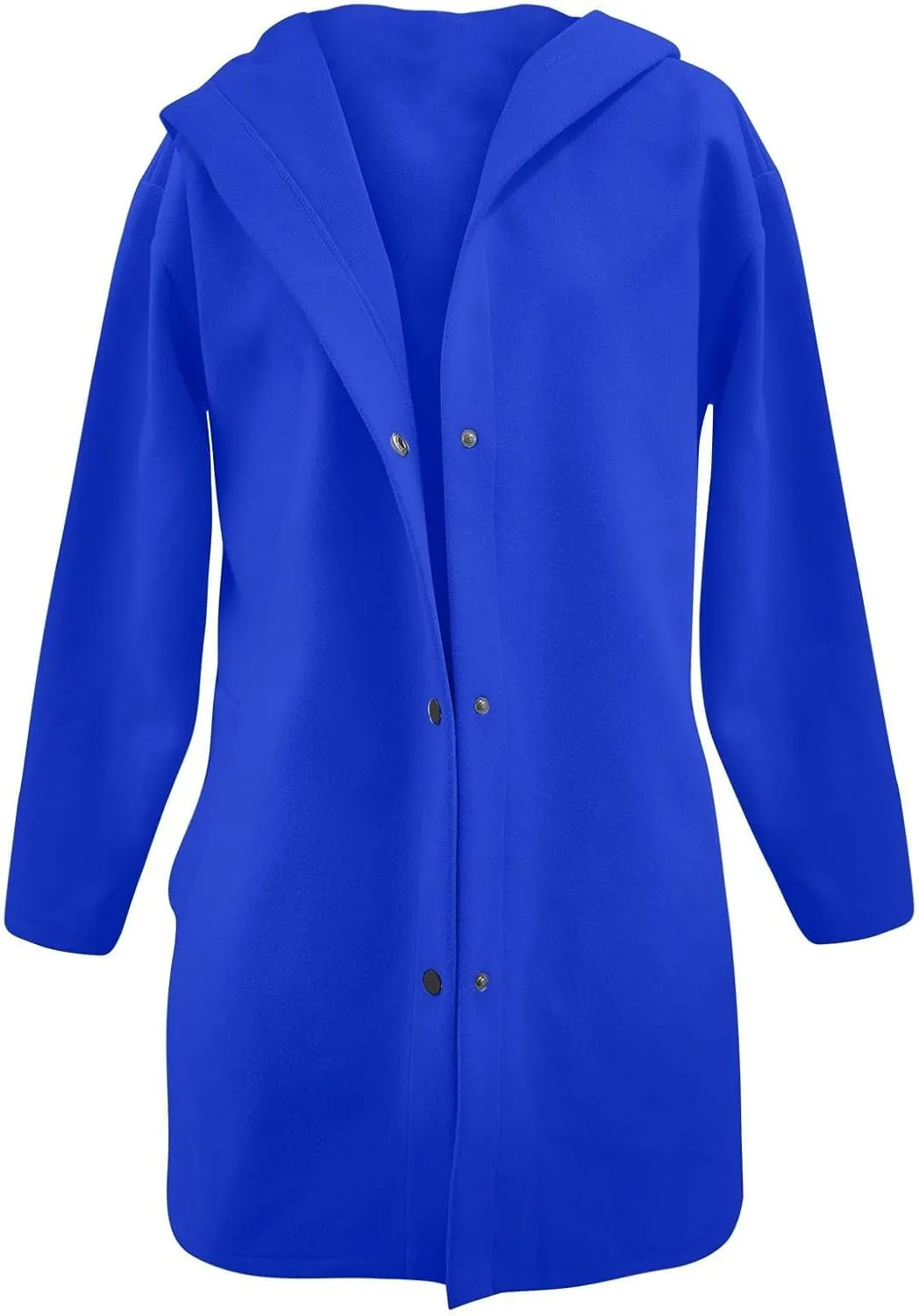 Womens Casual Hooded Jacket Long Sleeve Single Breasted Trench Coat Solid Color Button Up Cardigan Sweaters