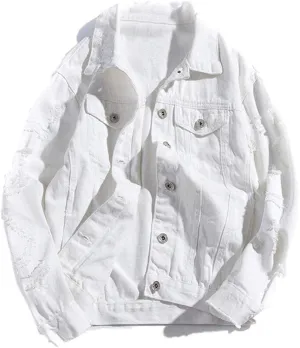 Womens Cute Solid Distressed Ripped Long Sleeve Denim Jean Jacket Coat Plus Size