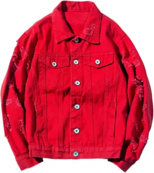 Womens Cute Solid Distressed Ripped Long Sleeve Denim Jean Jacket Coat Plus Size