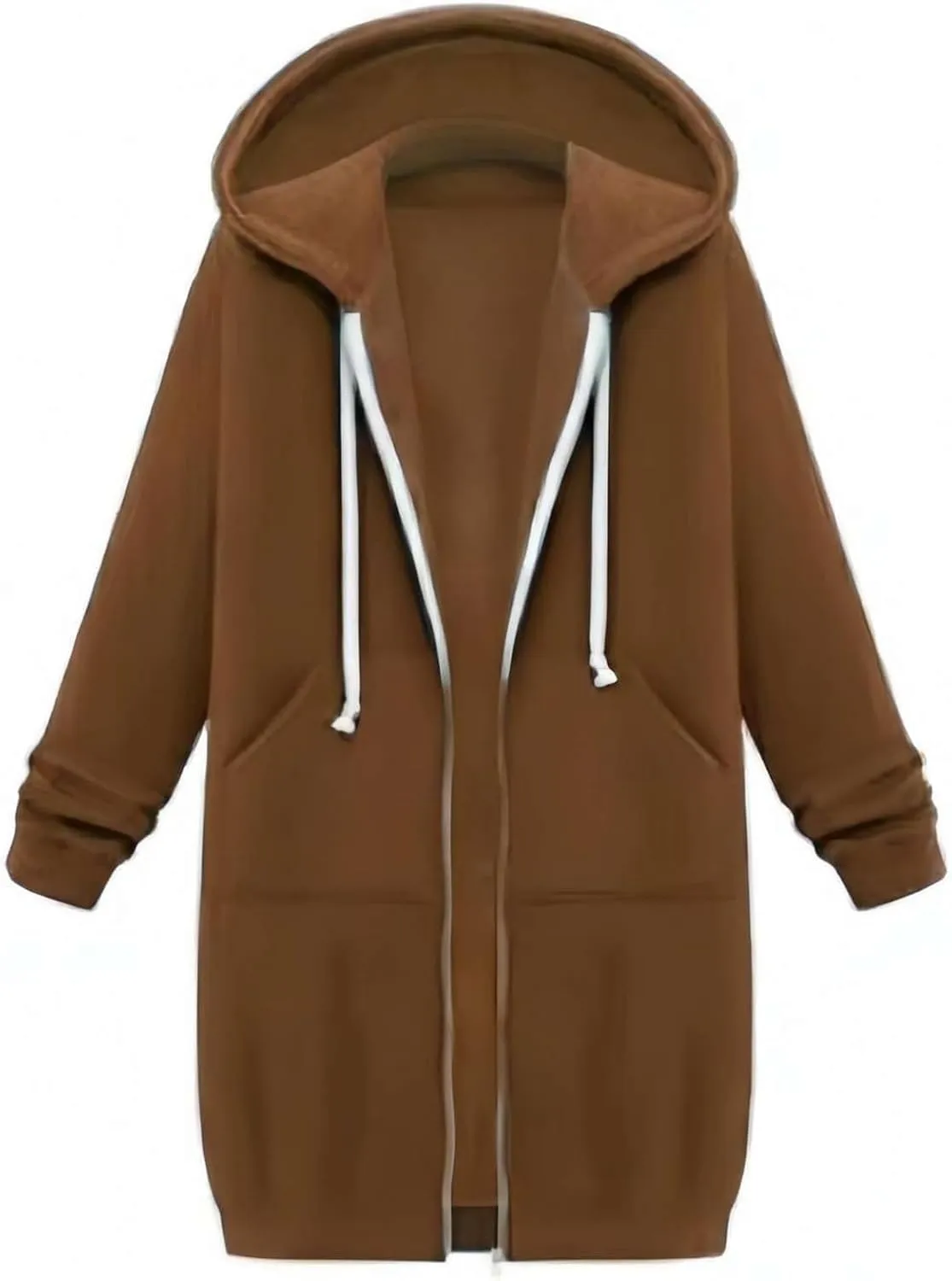 Women's Lightweight Fleece Jacket Full Zip Hoodie Y2K Spring Long Sleeve Sweatshirt Casual Streetwear Outerwear