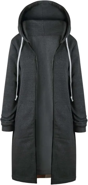 Women's Lightweight Fleece Jacket Full Zip Hoodie Y2K Spring Long Sleeve Sweatshirt Casual Streetwear Outerwear