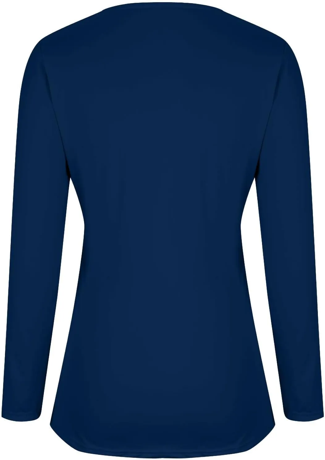 Womens Long Sleeve Shirts with Built in Bra Casual Basic Padded Scrubs Tops Plain Notch V Neck Undershirt Blouse