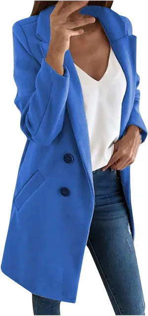 Womens Long Trench Coats Warm Wool Blend Pea Coat Dressy Coats Winter Coats Long Cardigan Jackets Peacoat Overcoats