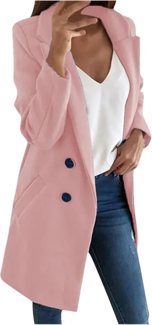 Womens Long Trench Coats Warm Wool Blend Pea Coat Dressy Coats Winter Coats Long Cardigan Jackets Peacoat Overcoats