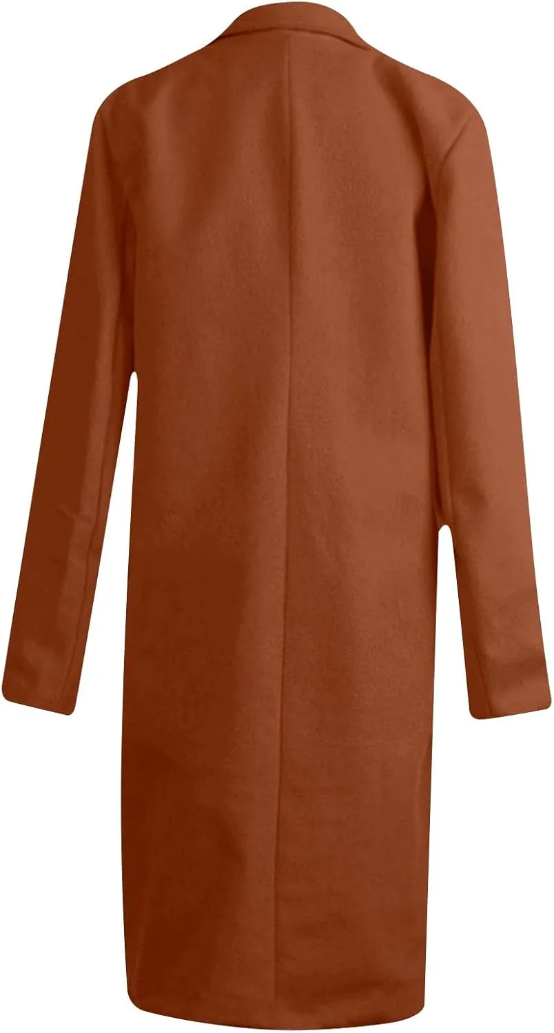 Womens Long Trench Coats Warm Wool Blend Pea Coat Dressy Coats Winter Coats Long Cardigan Jackets Peacoat Overcoats