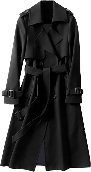 Women's Outerwear Solid Trench Windbreaker Slim Long Fit Coat Overcoat Coat Flexible Boho Outerwear Causal Oversized