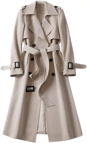 Women's Outerwear Solid Trench Windbreaker Slim Long Fit Coat Overcoat Coat Flexible Boho Outerwear Causal Oversized
