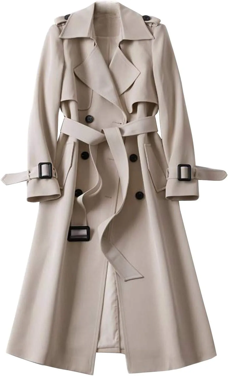 Women's Outerwear Solid Trench Windbreaker Slim Long Fit Coat Overcoat Coat Flexible Boho Outerwear Causal Oversized